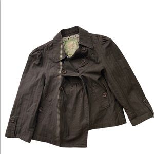 Flying Tomato Peplum Jacket Womens Size Large Brown Cotton